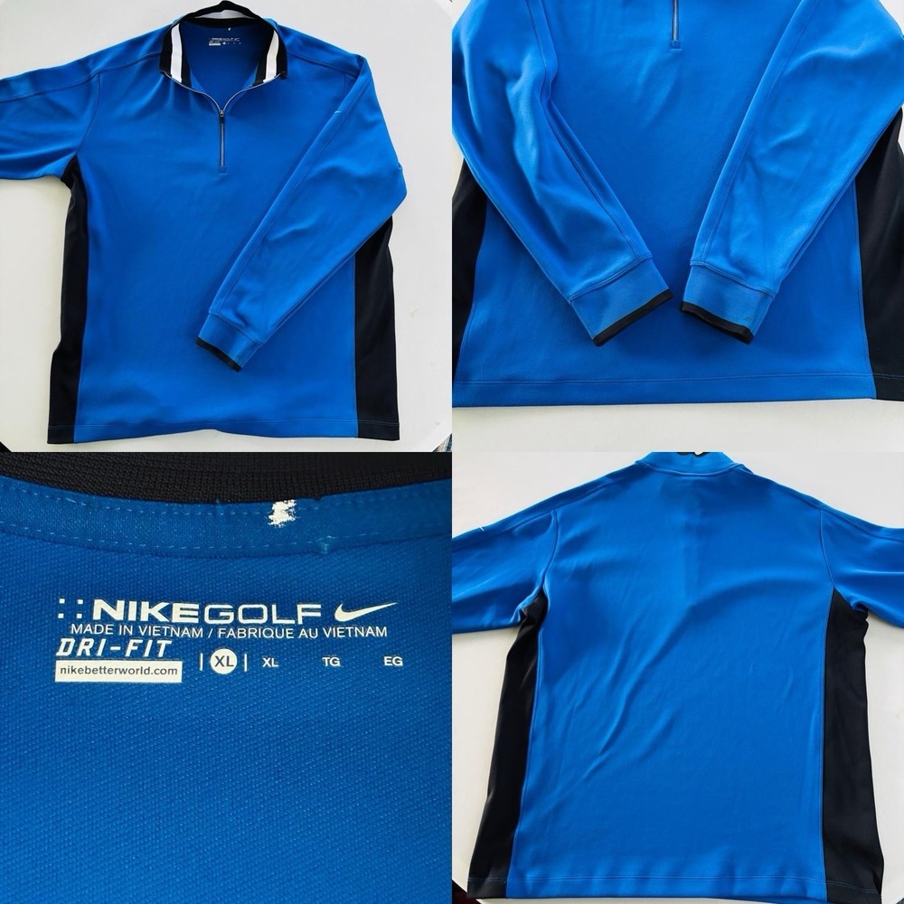 Nike Golf Dri-FIT XL Quarter Zip Pullover Blue‎ Black 578673-491 Mens